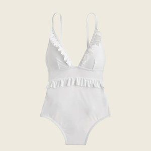 NEW J.Crew Long torso Ruffle deep-V one-piece swimsuit